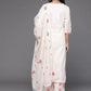 Women Off White & Pink Cotton Floral Thread Work Kurta with Palazzos & Dupatta