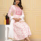 Women White Pink Viscose Rayon Kurta Dupatta Set