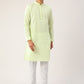 Men Green Chikankari Pure Cotton Kurta with Pyjamas