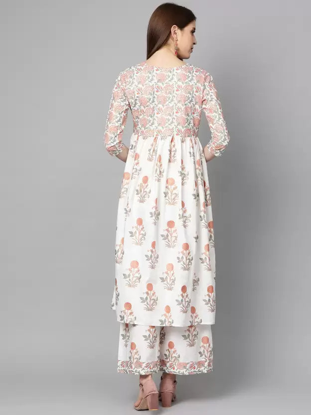 Women Floral Pure Cotton Kurta Palazzo Set