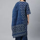 Women Blue Cotton Blend Kurta Palazzo Set