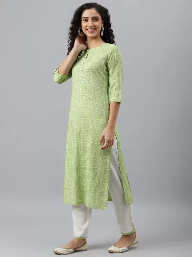 Women Viscose Rayon Kurta Trouser Set (Blue and Green)