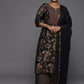 Women Black Silk Blend Kurta Pant Dupatta Set