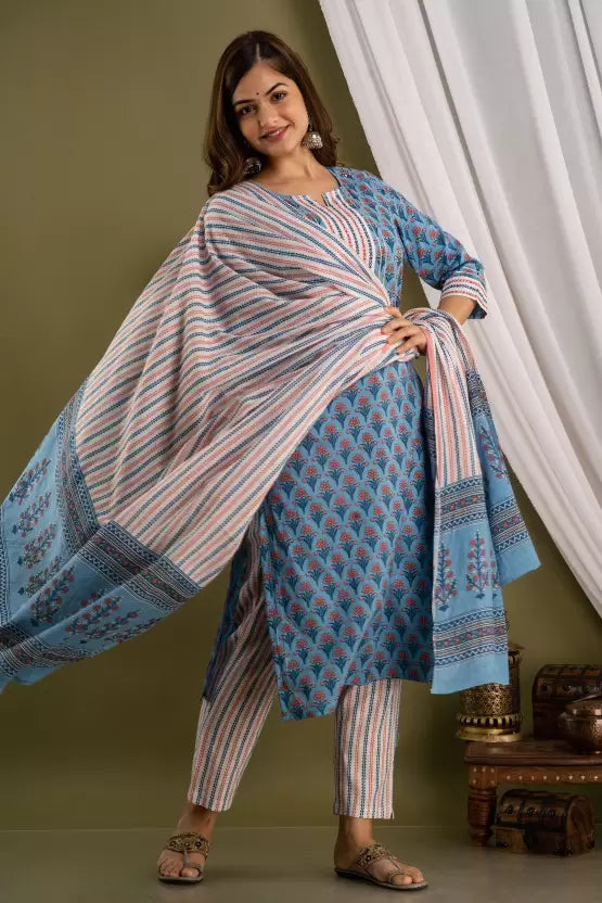 Women Pure Cotton Kurta Dupatta Set