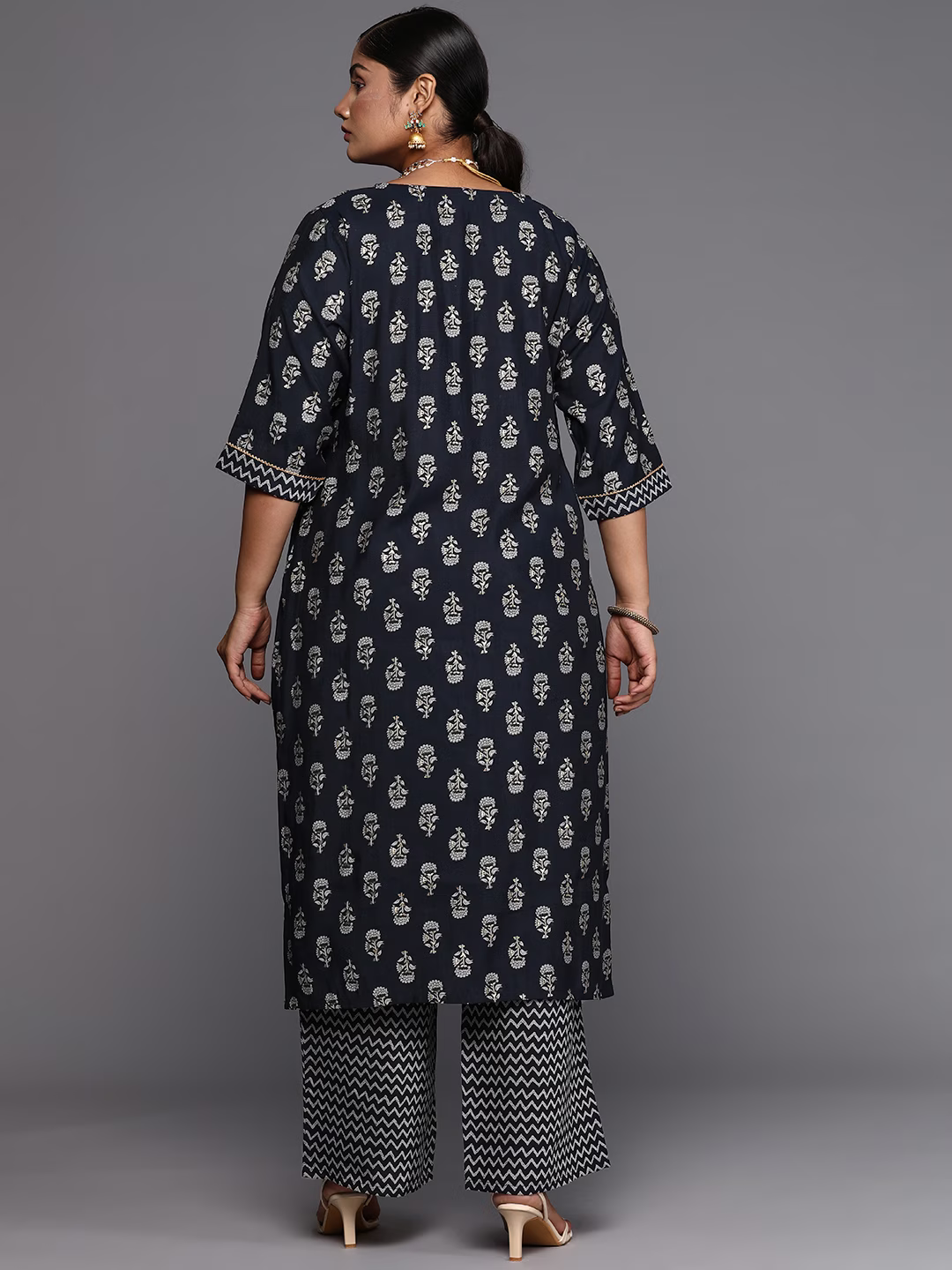 Plus Size Floral Printed Regular Kurta with Palazzos