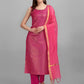 Women Pink Cotton Silk Kurta Pant Dupatta Set