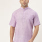 Men Purple Solid Casual Short Kurta