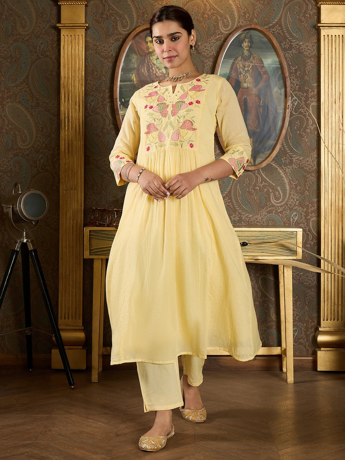 Women Pure Cotton Kurta Pant Dupatta Set