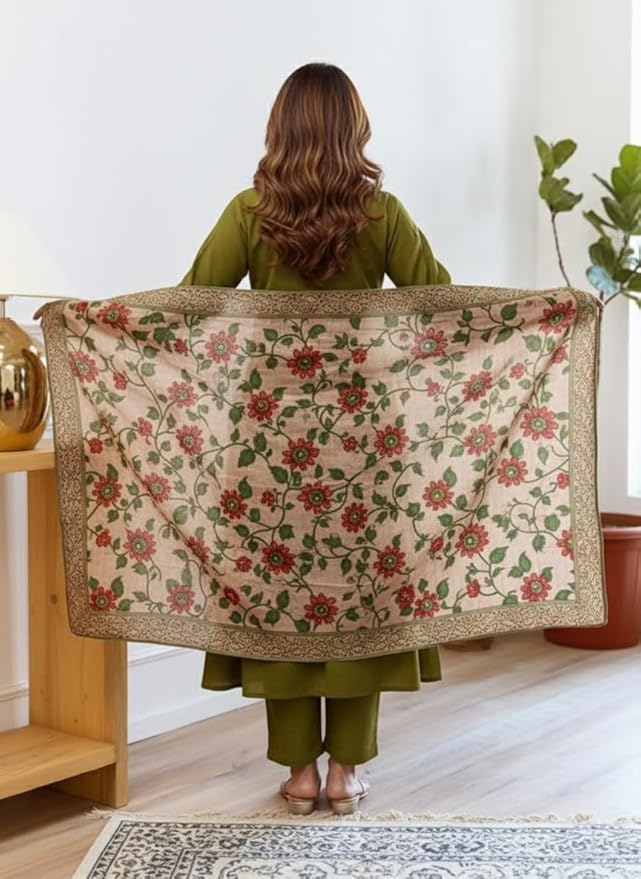Women Silk Embroidered Kurta and Pant Set with Dupatta