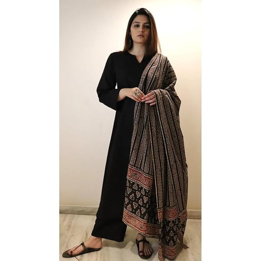 Women's Rayon Viscose Anarkali Solid Kurta with Pant & Dupatta