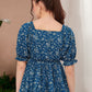 Floral Print Puff Sleeve Peplum Top
