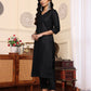 V-Neck Black Straight Kurta With Trouser & Dupatta