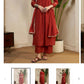 Floral Embroidered Notch Neck Chikankari Straight Kurta With Palazzos