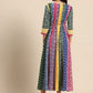 Floral Printed A-Line Maxi Ethnic Dress With Belt