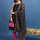 Black Floral Printed Regular Kurta With Trousers & Dupatta
