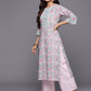 Floral Printed Notch Neck Cotton Straight Kurta With Palazzos & Dupatta - Amy's Cart