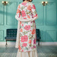 Floral Printed Thread Work Kurta with Sharara & Dupatta