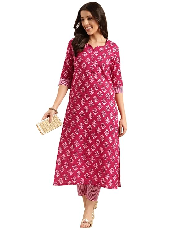 Women Cotton Blend Kurta with Pant