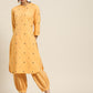 Women Yellow & Black Woven Design Regular Kurta with Salwar
