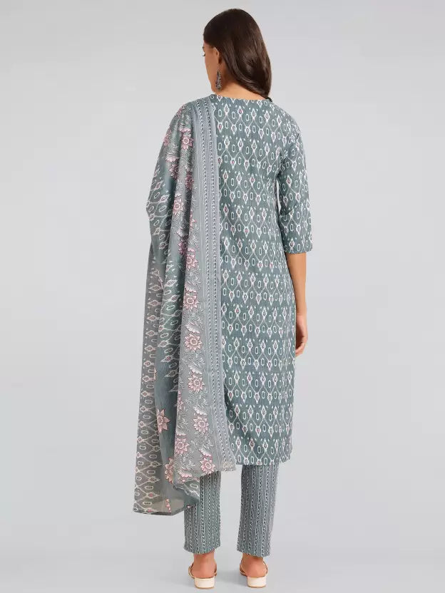 Women Pure Cotton Kurta Pant Dupatta Set