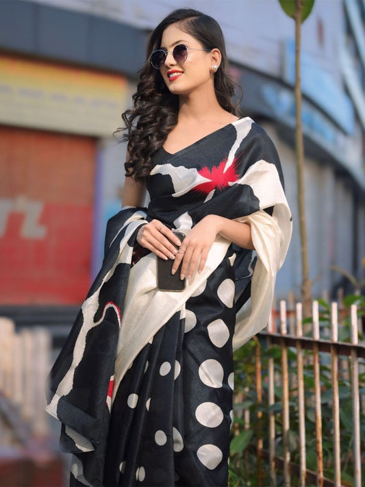 Polka Dot Printed Saree