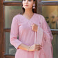 Women's Cotton Blend Embroidery Straight Kurta with Pant and Self Woven Dupatta