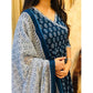 Women's Blue Rayon Anarkali Kurta Pant and Dupatta Set