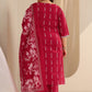 Plus Size Abstract Printed Straight Kurta With Trousers & Dupatta