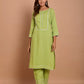 Women Green Viscose Rayon Kurti Palazzo Set