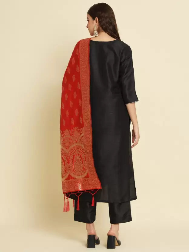 Women Multicolor Cotton Silk Kurta Pant Dupatta Set