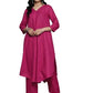 Women Magenta Solid A-Line Kurta & Trousers set