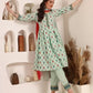 Women Green Cotton Blend Kurta Pant Dupatta Set