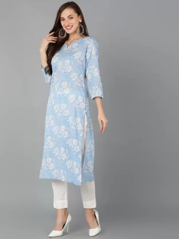 Women Cotton Rayon Kurta Pant Dupatta Set