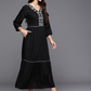 Ethnic Motifs Embroidered Puff Sleeve A-Line Ethnic Dress