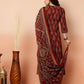 Women Maroon A-line Viscose Rayon Kurta Pant Dupatta Set