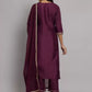 Women Purple Silk Blend Kurta Pant Dupatta Set