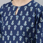 Women Blue Cotton Blend Kurta Palazzo Set