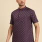 Men Geometric Woven Design Dobby Cotton Kurta