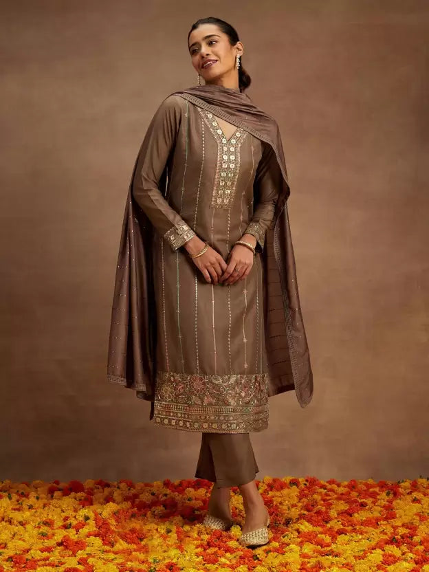 Women Pure Silk Kurta Pant Dupatta Set