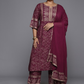 Ethnic Motifs Yoke Design Gotta Patti Kurta with Trousers & Dupatta