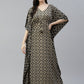 Beige & Black Printed Kimono Maxi Nightdress