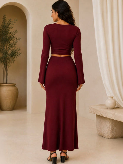 Cotton Blend Solid Top with Skirt