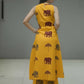 Elephant Print Sleeveless Kurta Palazzo set (Yellow)