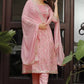 Women Pink Viscose Rayon Angarkha Pant Dupatta Set