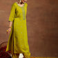 Floral Embroidered Sequinned Straight Kurta with Salwar & With Dupatta