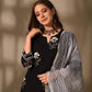Floral Printed Black Straight Kurta set - Amy's Cart