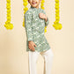 Boys Paisley Printed Mandarin Collar Pure Cotton Kurta With Trousers