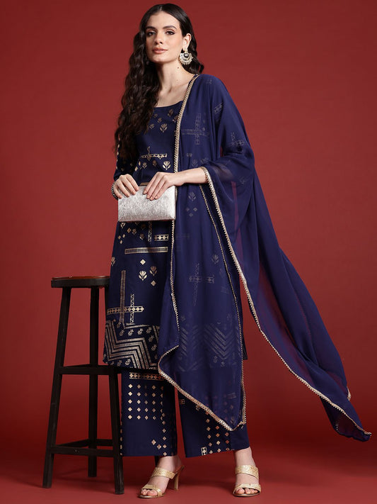 Printed Regular Kurta with Palazzos & With Dupatta