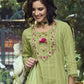 Women Green Pure Cotton Kurta Trouser Dupatta Set