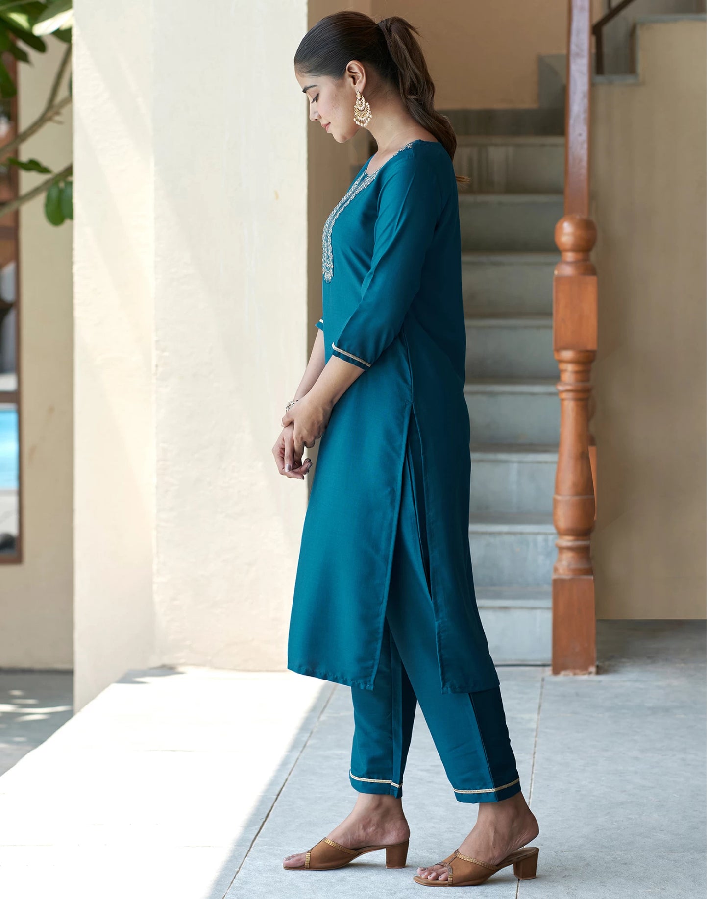 Women Cotton Silk Kurta Pant Dupatta Set